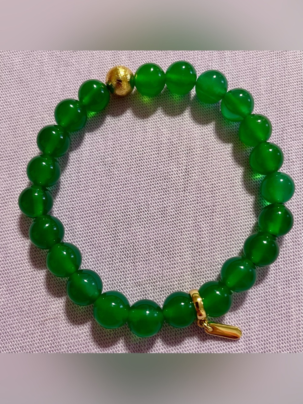 Dean Davidson 22K Gold Ethos Beaded Stretch Bracelet Green Onyx Pristine